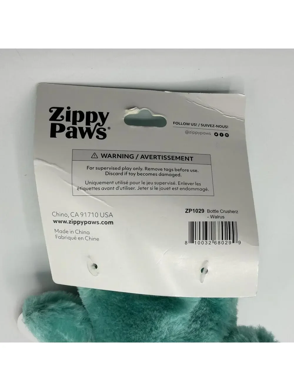 ZippyPaws Crusherz Replaceable Plastic Squeaker Bottle Dog Toy Walrus Zippy Paws